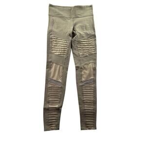 Alo Yoga High Waist Moto Leggings Size Small Tan Mid Rise 27" Length Workout